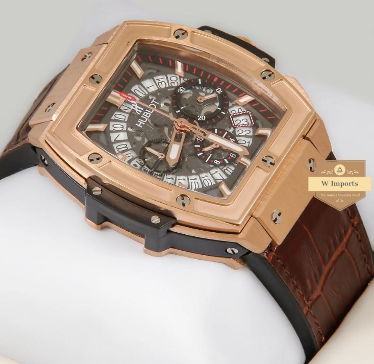 Latest Spirit of Collection Chronograph Rose Gold With Brown Leather Strap Watch (HUB LOT)