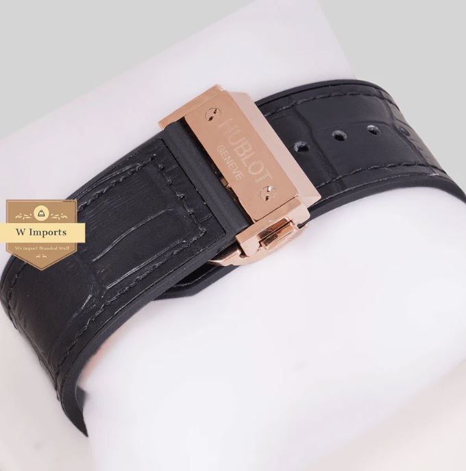 New Arrival Chronograph Rose Gold Case With Skeleton Dial Leather Strap Watch (HUB LOT)